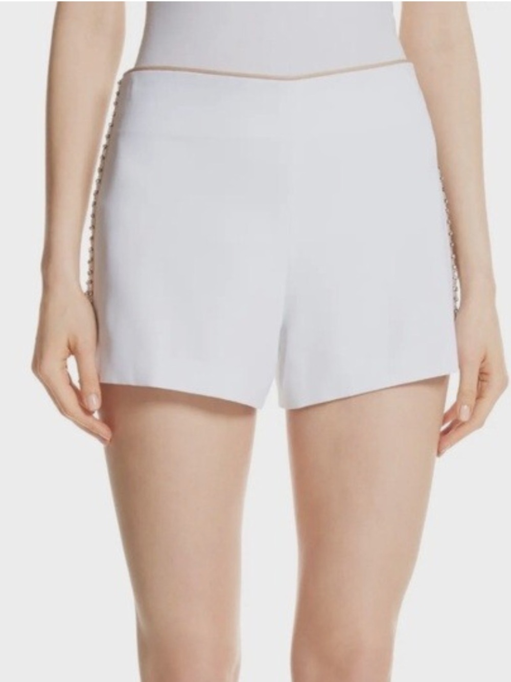 Alice + Olivia White Mini Skirt with Crystal Rhinestone Side Panel